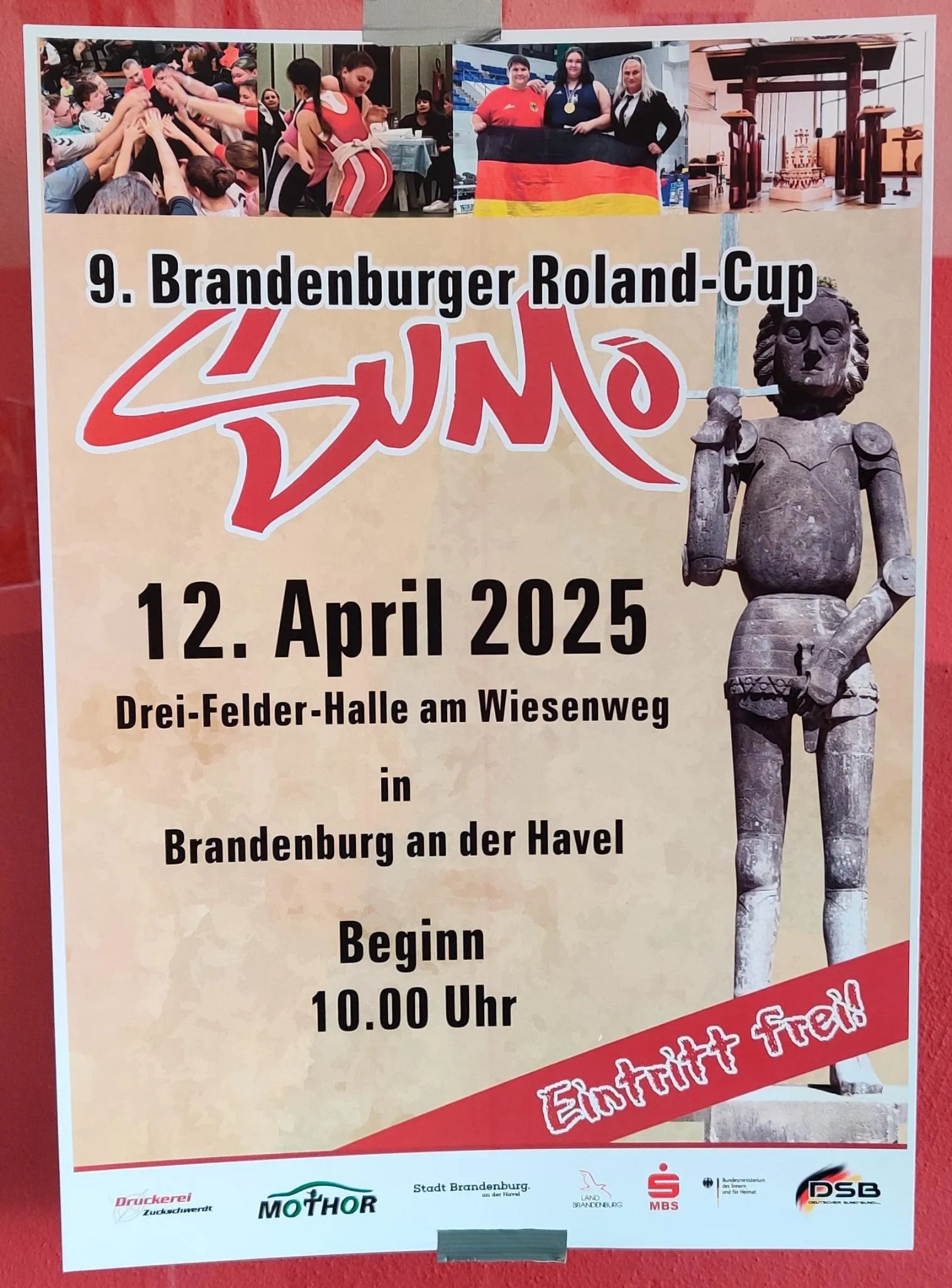 9. Brandenburger Roland-Cup Sumo. 12 April 2025, Drei-Felder-Halle am Wiesenweg in Brandenburg an der Havel. Begin 10.00 Uhr. Eintritt Frei!